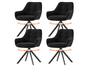 Lot 4 chaise pivotante premium avec demi-accoudoirs - chaise rotation à 360°base métallique haute stabilité, noir