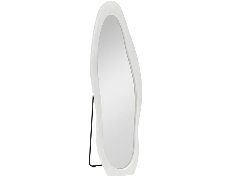  Miroir simple sur pied ondulé avec cadre mdf effet velours, pose au sol, murale ou inclinée blanc 50 × 160 cm  - Conforama A