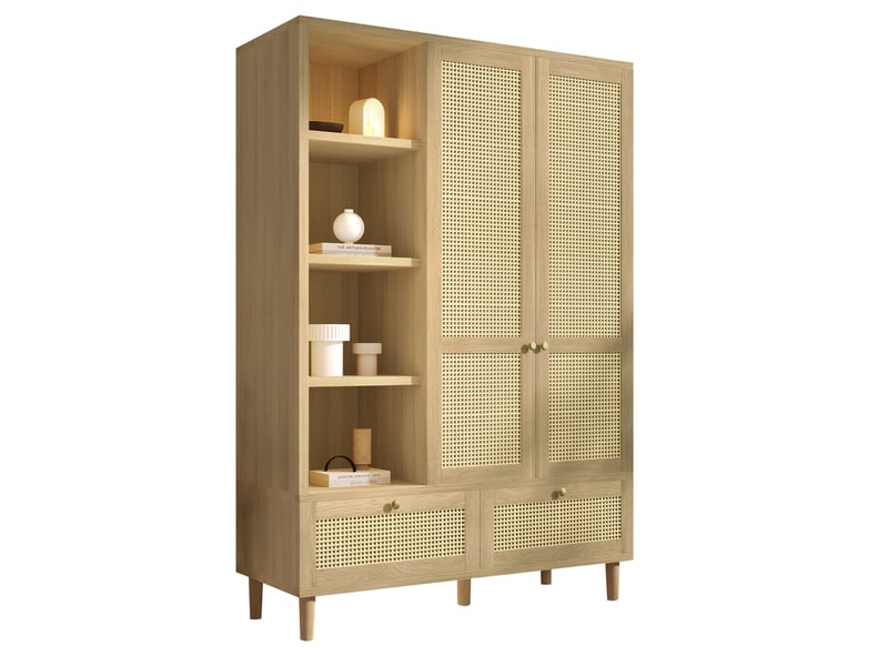 Armoire 2 portes 120x50x180 cm rangement mdf bois métal chêne - Conforama A