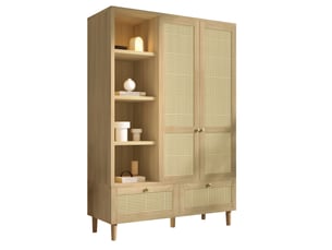 Armoire 2 portes 120x50x180 cm rangement mdf bois métal chêne