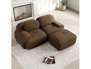 Canapé d'angle modulaire modenvie 2 places sans cadre en velours côtelé marron 208 x 178 x 70 cm