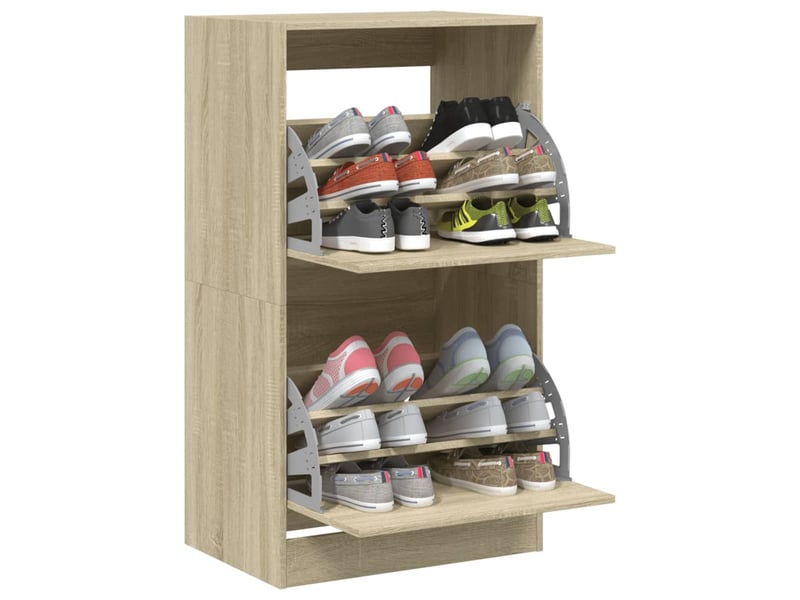  Meuble à chaussure | armoire à chaussures 2 tiroirs rabattables chêne sonoma shl3631  - Conforama D