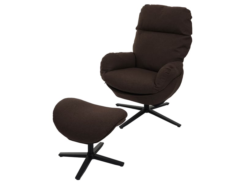  Fauteuil relax + pouf hwc-l12, fauteuil tv fauteuil à bascule fonction bascule, pivotant, métal tissutextile - marron  - Conforama A