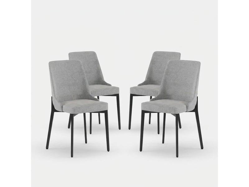  Lot de 4 chaises rembourrées en tissu facile à nettoyer charm - gris clair  - Conforama A