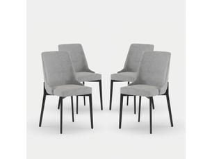 Lot de 4 chaises rembourrées en tissu facile à nettoyer charm - gris clair