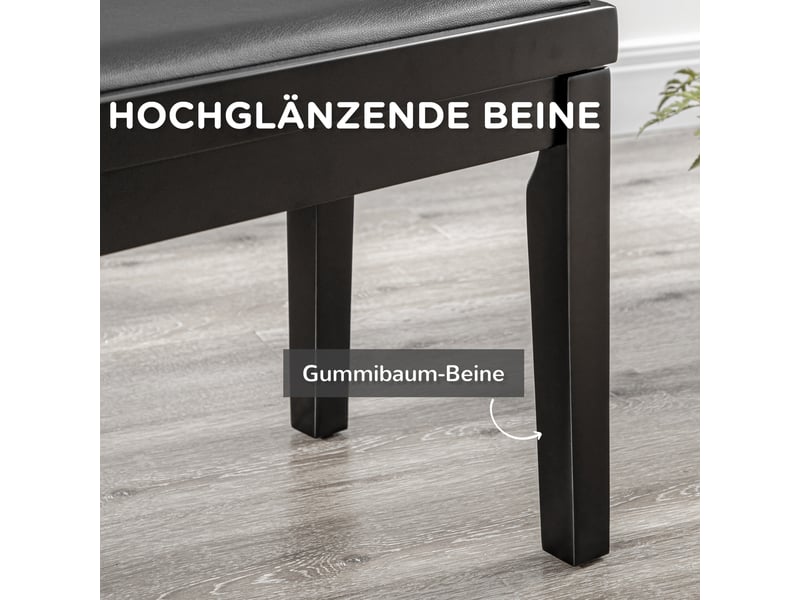  Tabouret de piano banc de piano réglable en hauteur avec coussin en cuir, simili cuir, bois d'hévéa, noir, 63 x 33 x 45-56 cm, idéal pour les F12-009V00BK - Conforama E
