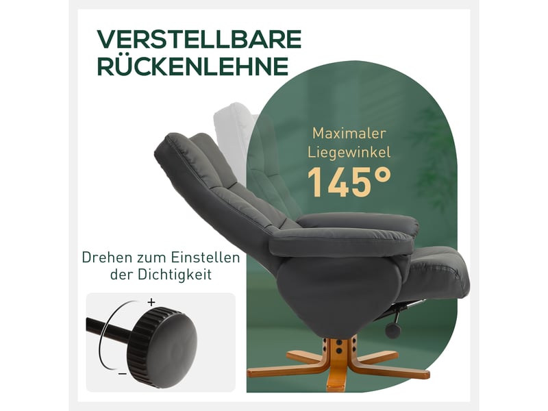  Fauteuil relax pivotant 360° avec repose-pied et rangement, dossier inclinable, simili cuir  - Conforama E