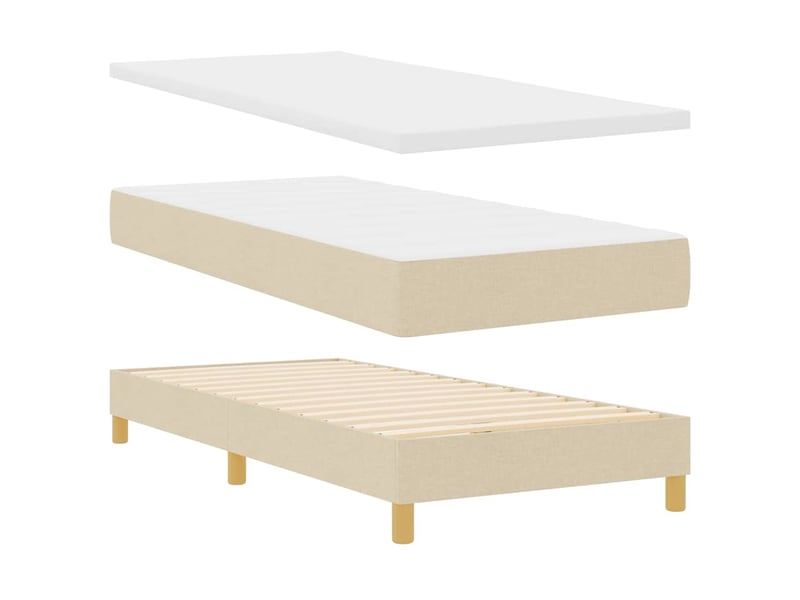  Lit adulte, lit simple, lit à ressorts avec coussin crème 100x200cm tissu cf16779  - Conforama E