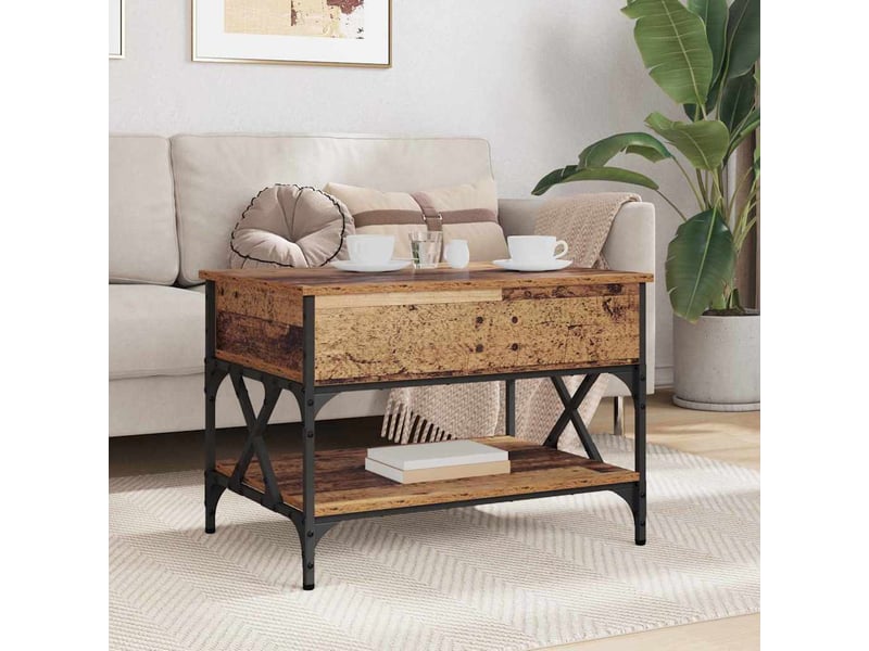 Table basse - table de salon - table à thé bois ancien 70x50x50cm bois d'ingénierie - Conforama D