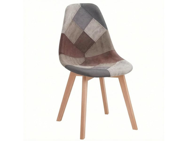  Lot de 8 chaises de salle à manger en tissu patchwork multicolore, design moderne  - Conforama A
