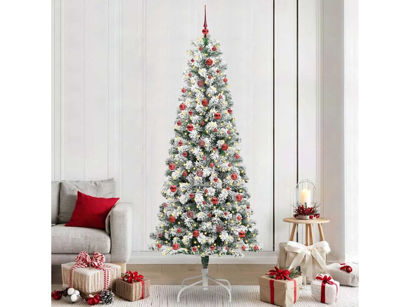 Sapin de noël - arbre de noël artificiel à branches articulées vert et blanc - Conforama B