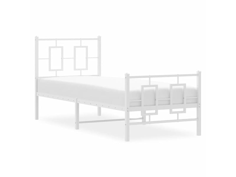 Lit simple- lit adulte - cadre de lit métal sans matelas avec pied de lit blanc 80x200cm - Conforama C