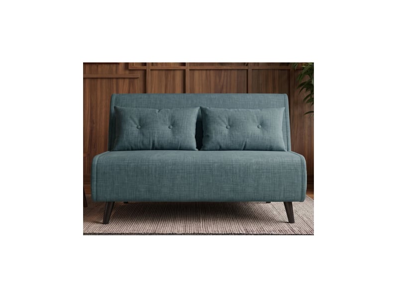 Canapé convertible presto 2 places - velours bleu pétrole - couchage 140x190cm - Conforama E