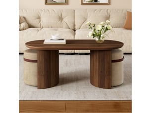 Table basse ovale coloris bois foncé EVRYAE - 50 cmx108 cm