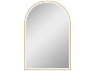 Miroir de salle de bain led 90 x 60cm, mural, 3 couleurs, arqué cadre en aluminium, désembuage et interrupteur tactile