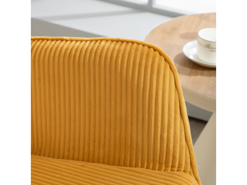  Fauteuil à bascule jaune en velours côtelé, fauteuil de relaxation pour salon et chambre, pieds en bois, charge 120 kg  - Conforama E