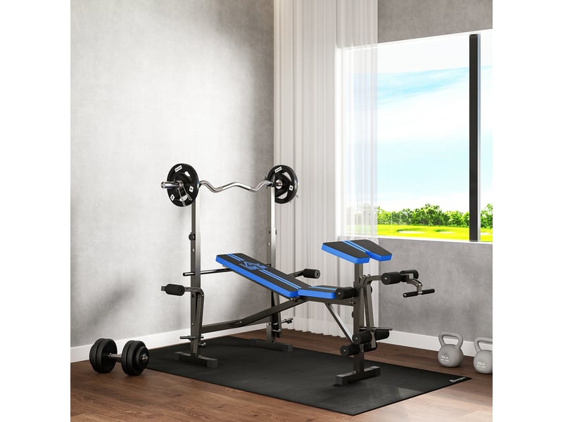 Banc de musculation avec dossier et support pour haltères réglables pour entraînement à domicile - noir - Conforama C
