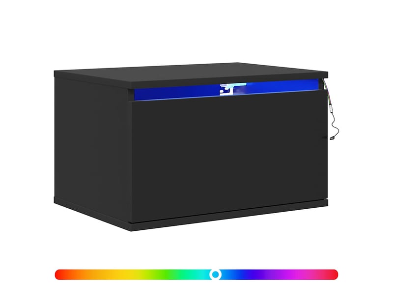  Lot de 2 tables de chevet - cabinet de chevet - table de nuit murales avec lumières led noir  - Conforama A