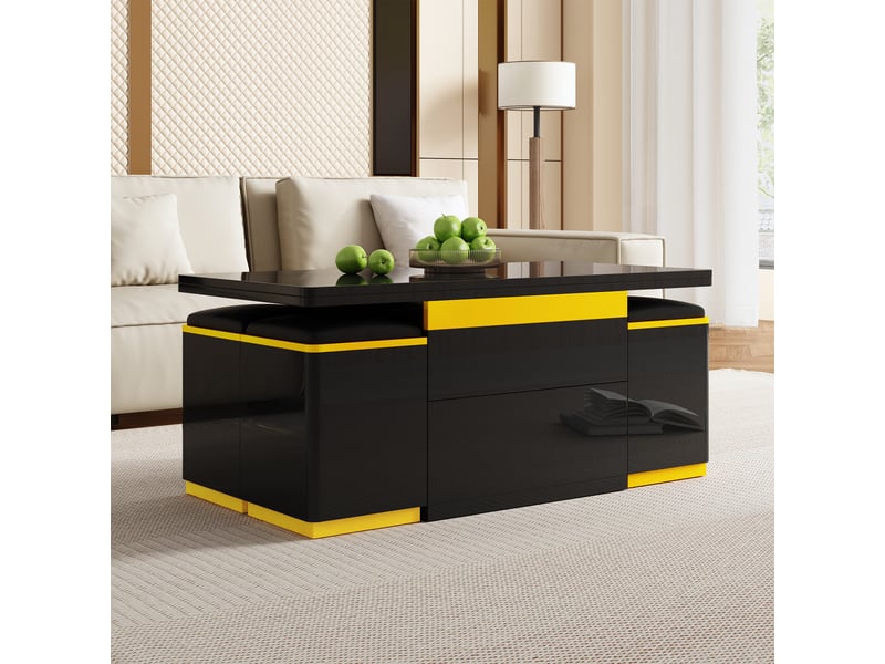 Table basse relevable 100 x 50 cm en mdf noir - Conforama W