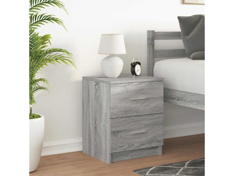  Table de chevet - cabinet de chevet - table de nuit à 2 tiroirs gris sonoma 40x36x50 cm  - Conforama B