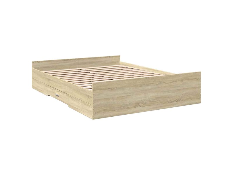 Lit double- lit adulte - cadre de lit avec tiroirs sans matelas chêne sonoma 150x200 cm - Conforama B