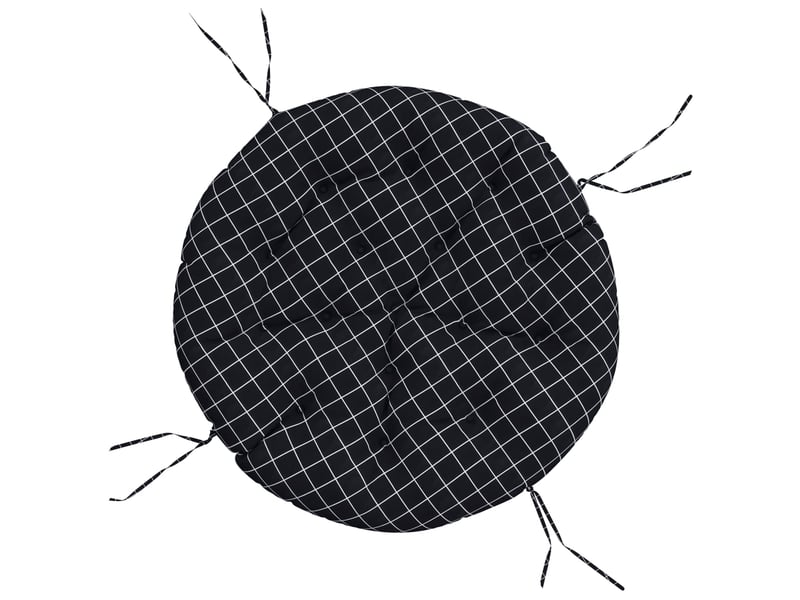  Coussin rond, coussin d'assise motif à carreaux noir ø 100 x11 cm tissu oxford cf56616  - Conforama A