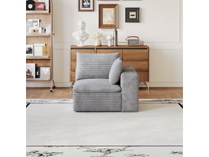 Canapé modulable gris en mousse sans cadre tissu coton doux ajustable