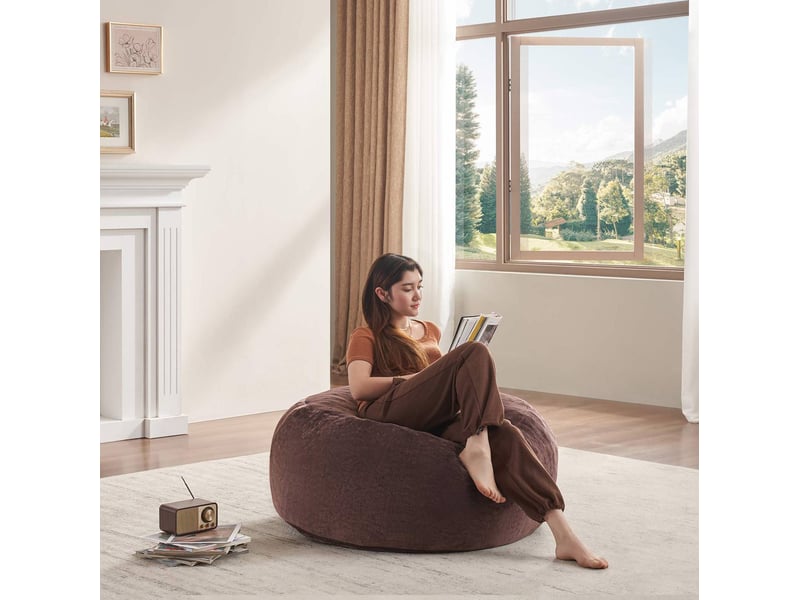  Fauteuil poire 90x90x50 cm pliable marron  - Conforama C