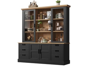 Buffet 2 porte(s) 6 tiroir(s) HAUSS SPOLE - 140 cm coloris noir