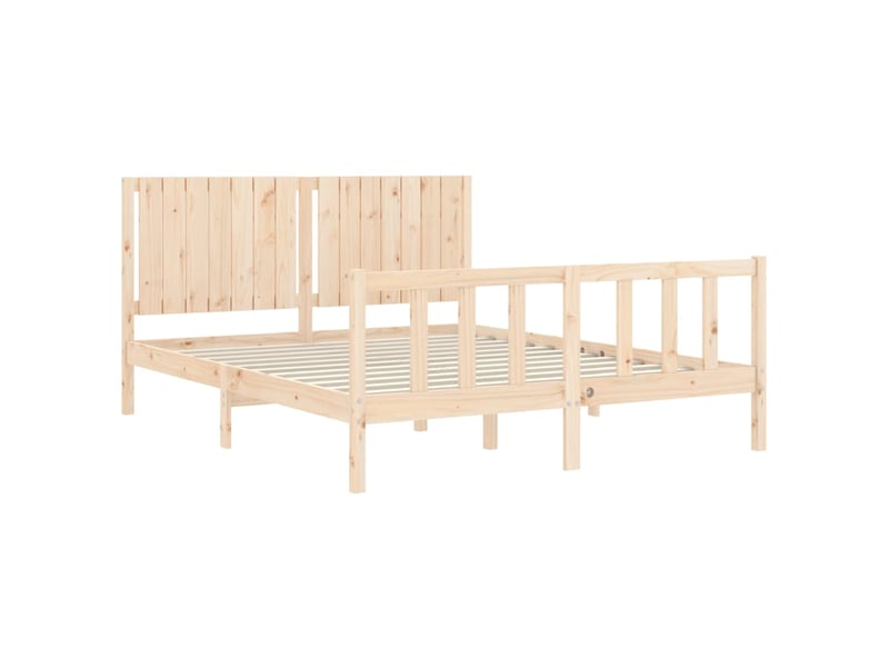  Lit double- lit adulte -  cadre de lit sans matelas 160x200 cm bois massif de pin  - Conforama D
