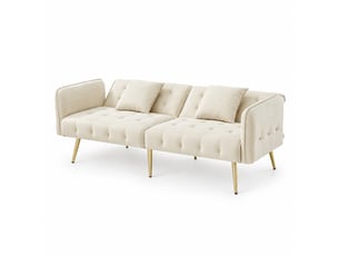 Canapé droit convertible <strong>MODENVIE</strong> <strong></strong> 2 places Velours beige