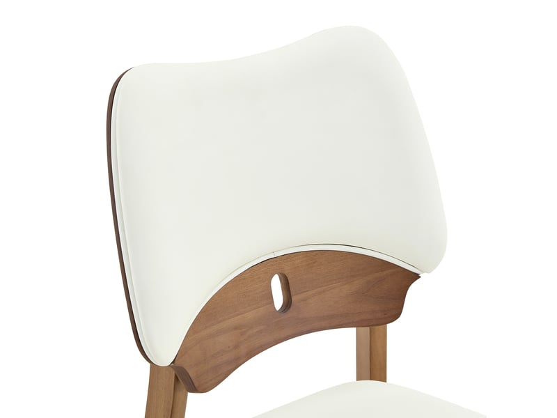  Lot de 2 chaises de salle à manger, bois, blanc, style contemporain, dossier papillon, chaise moderne, chaise de cuisine  - Conforama E