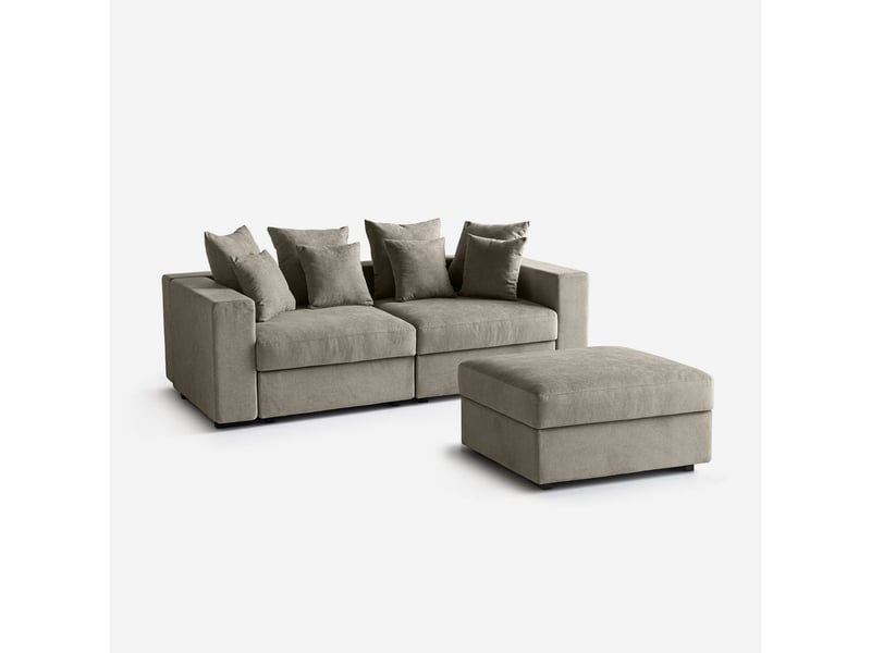  Canapé modulaire de salon déhoussable avec pouf et coussins cortina d - taupe  - Conforama A