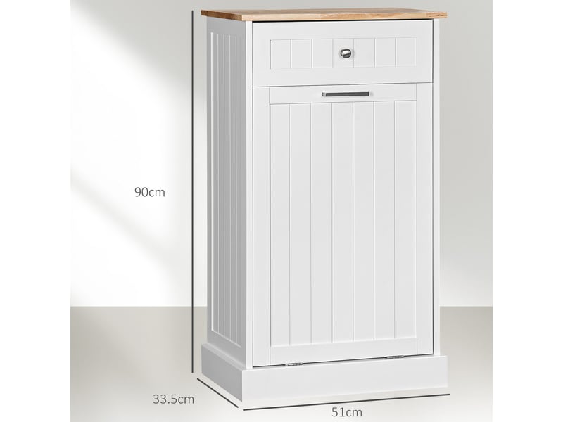  Meuble de cuisine avec support pour poubelle de 38 litres et tiroir, blanc  - Conforama E