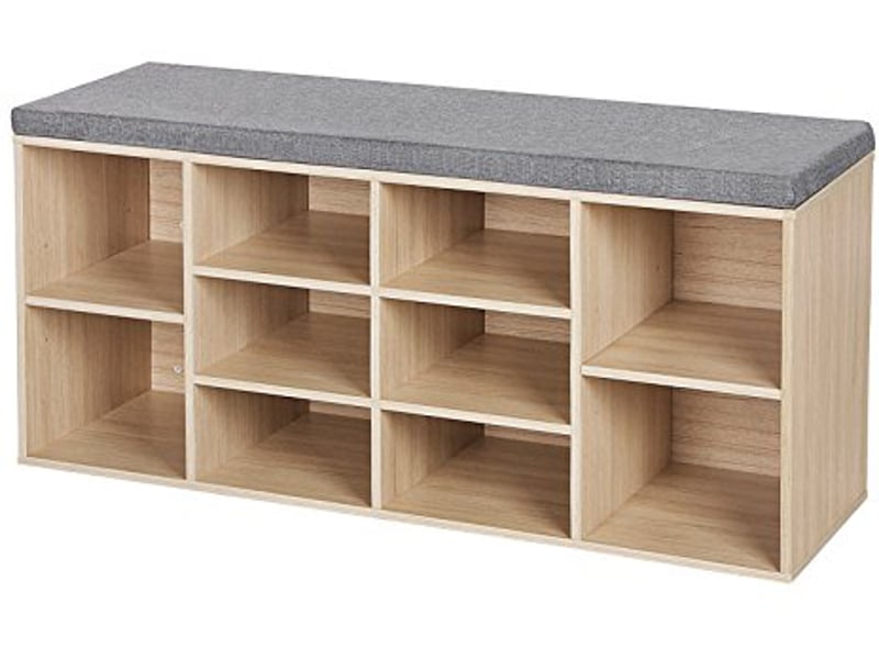 Banc à Chaussures Avec 8 Compartiments Et Assise - Rangement Entrée, 102x30x41 Cm, Charge 230 Kg - Blanc
