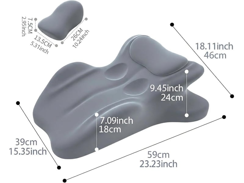 Coussin wedge en mousse à mémoire de forme, inclinaison 27°, support ergonomique pour dos, cou et jambes, gris, 59x46x24 cm - Conforama C