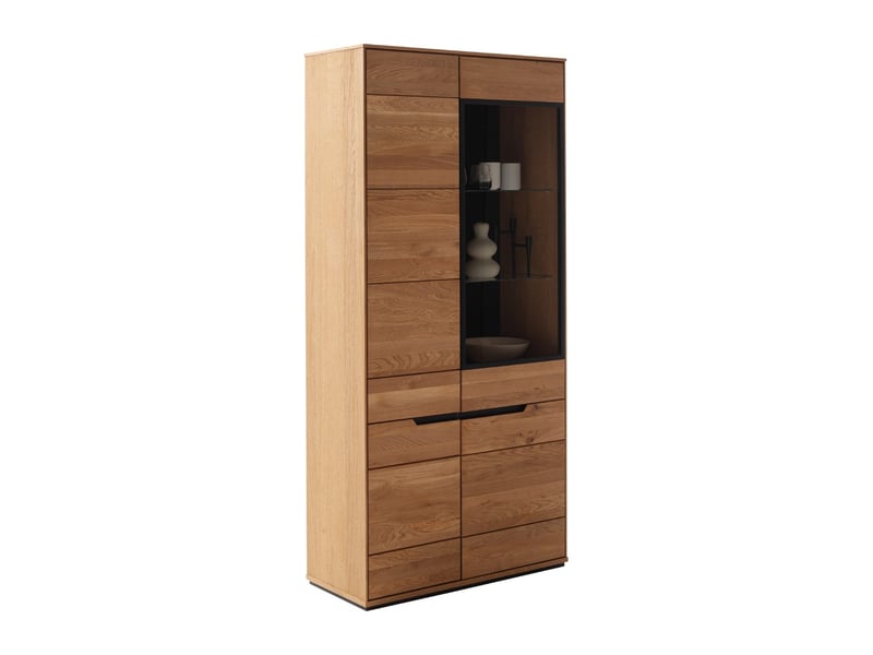  Vitrine 2 portes coloris chêne sauvage - longueur 93 x profondeur 41 x hauteur 196 cm  - Conforama D