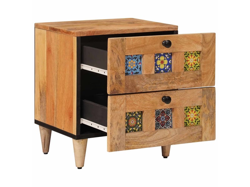  Table de chevet avec tiroir 2 pièces naturel 40 x 33,5 x 46 cm  - Conforama A