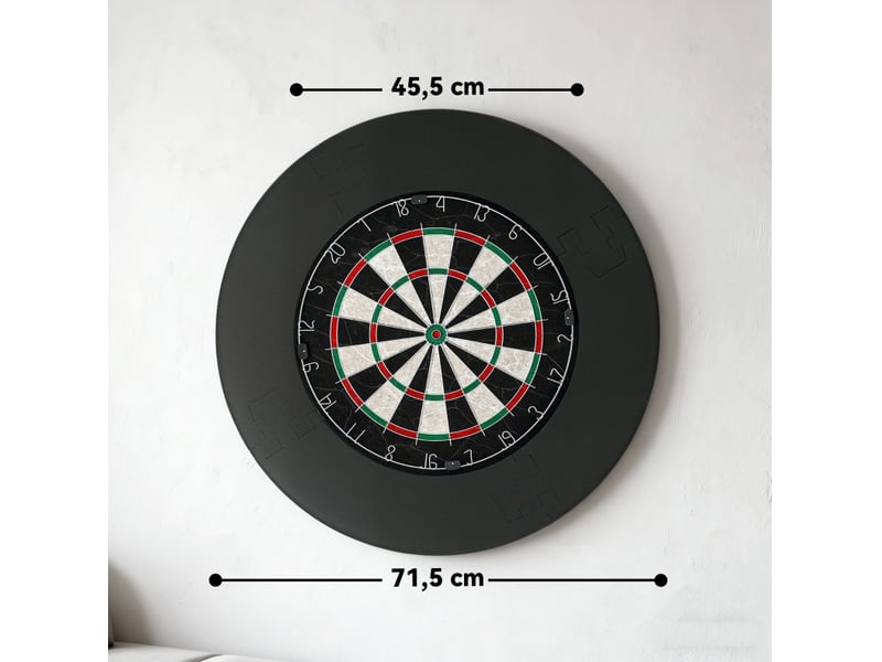  Jeu de fléchettes, cible sisal 71,5 x 71,5 x 3,8 cm noire, anneau de protection et 6 fléchettes  - Conforama C