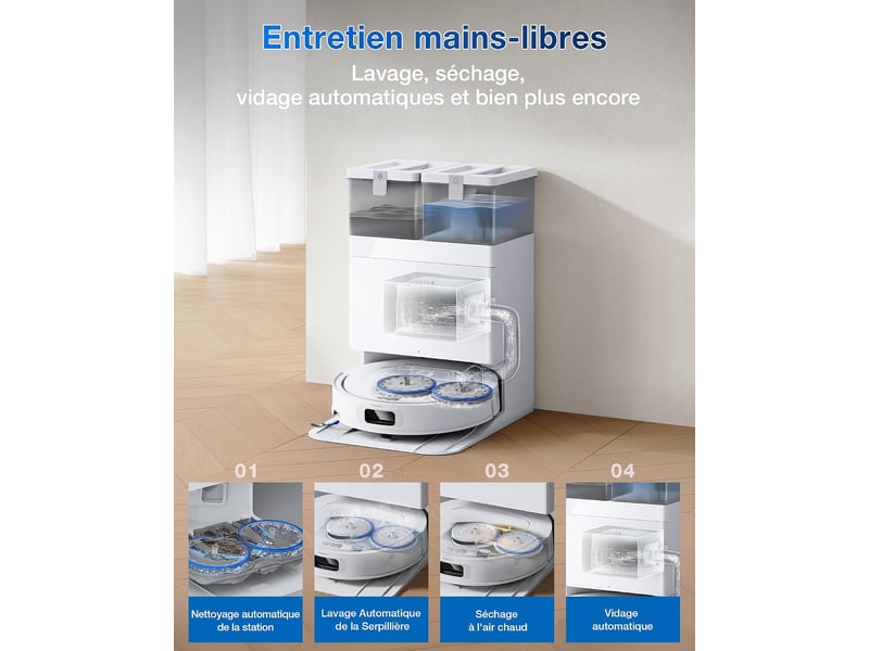  ECOVACS DEEBOT T30e Omni Robot Aspirateur Laveur, 25000Pa, ZeroTangle 3.0, Triple V, Station Omni 25000Pa, ZeroTangle 3.0 - Conforama D