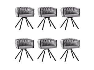 Chaises de salle à manger lot de 6 pivotantes 360° - lpospi - dossier courbé, assise rembourrée, velours - gris