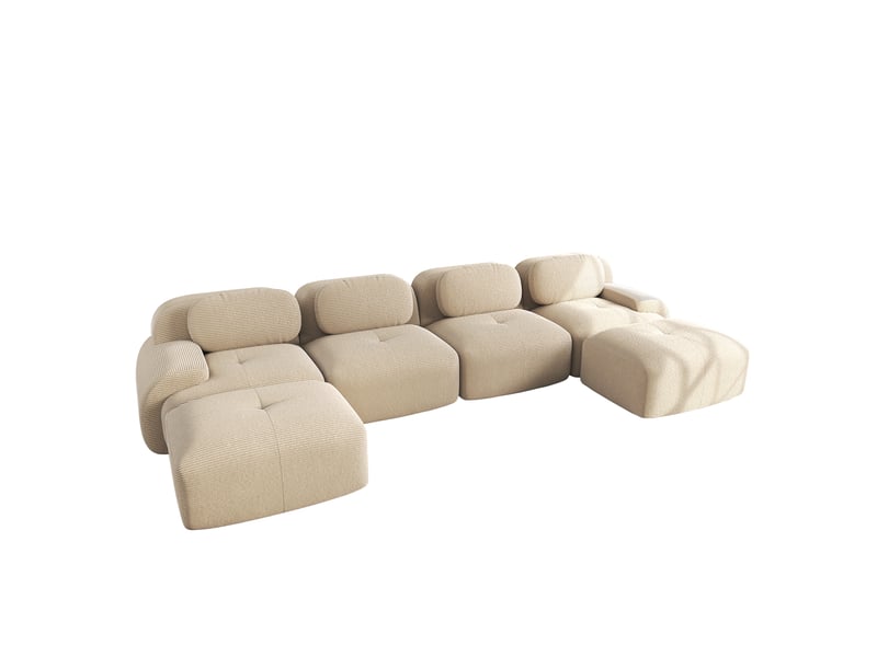 Canapé modulable, canapé de salon, en velours, beige, sans montage, sans structure, chambre, pour salon - Conforama W