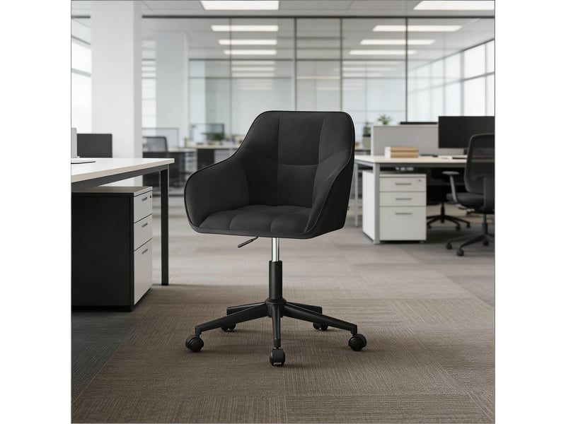  Fauteuil de bureau pivotant en velours, hauteur réglable, base métallique 5 branches  - Conforama B