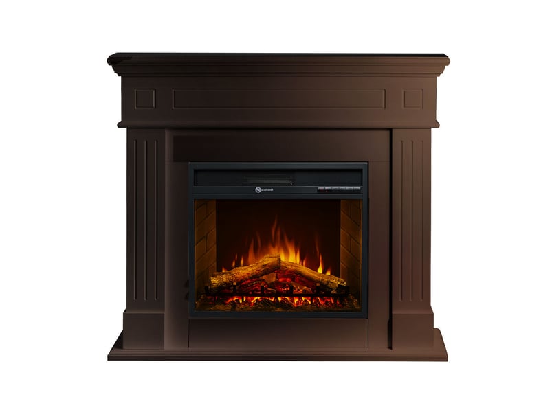  Cheminée électrique sur pied cambridge avec effet flamme 110 x 100 x 36 cm en bois de noyer  - Conforama C