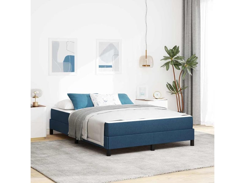  Lit adulte, lit double, lit à ressorts bleu 140x190cm tissu cf17294  - Conforama B