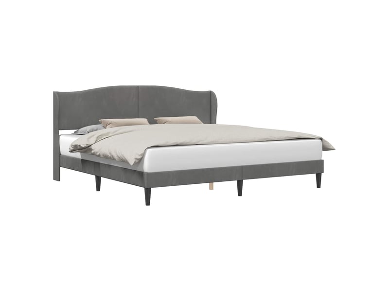  Lit double- lit adulte -  cadre de lit avec tête de lit gris foncé 200 x 200 cm velours  - Conforama A