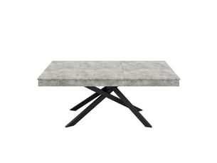 Table à manger extensible, gris, 140180 × 80 cm, 6-8 personnes, plateau épais, pieds métal