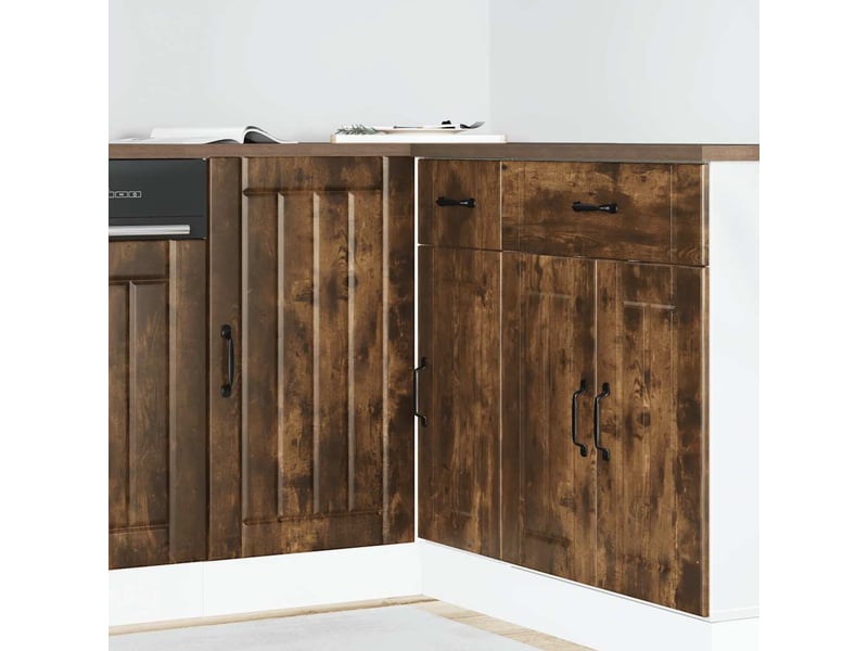 Meuble de rangement, meuble bas de cuisine chêne fumé bois d'ingénierie - Conforama B