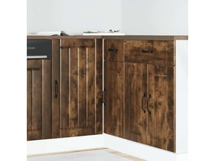 Meuble de rangement, meuble bas de cuisine chêne fumé bois d'ingénierie