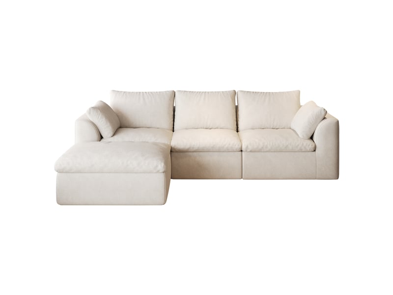 Canapé d'angle 4 places 245x155 cm - mousse haute élasticité - tissu - design moderne - salon - beige - Conforama A